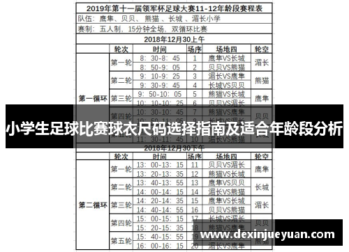 小学生足球比赛球衣尺码选择指南及适合年龄段分析